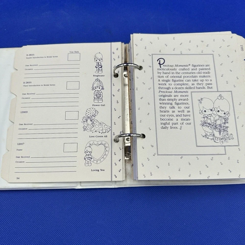 VTG Precious Moments Enesco Collector's Club Gift Registry Binder 1970-1994 Tabs